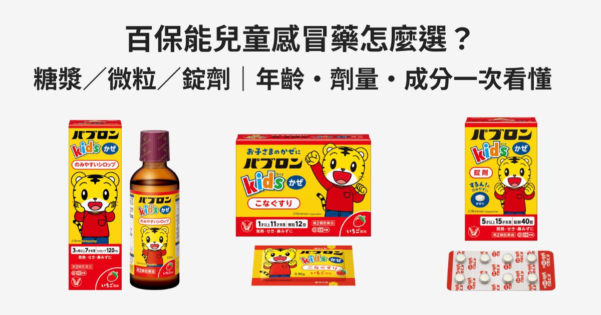 百保能兒童感冒藥（Pabron Kids）糖漿／微粒／錠劑比較與選擇重點