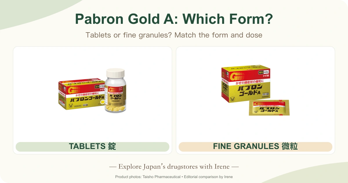 Pabron Gold A tablets and fine granules: Japanese outer boxes