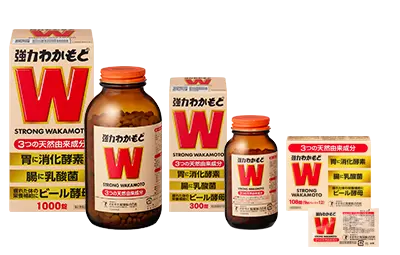 強力わかもと: 1,000- and 300-tablet bottles and a 108-tablet pack