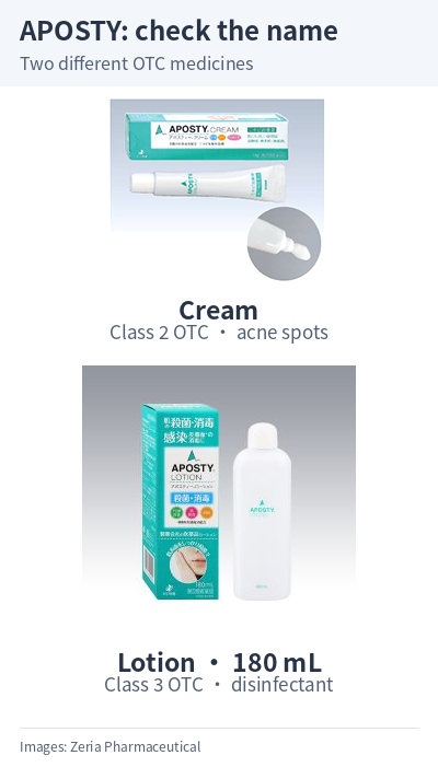 APOSTY Cream package and APOSTY Lotion 180 mL package.