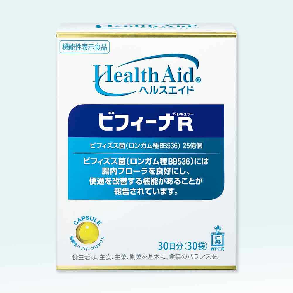 森下仁丹Health Aid Bifina R日本30日分30袋包裝,標示BB536雙歧桿菌25億個