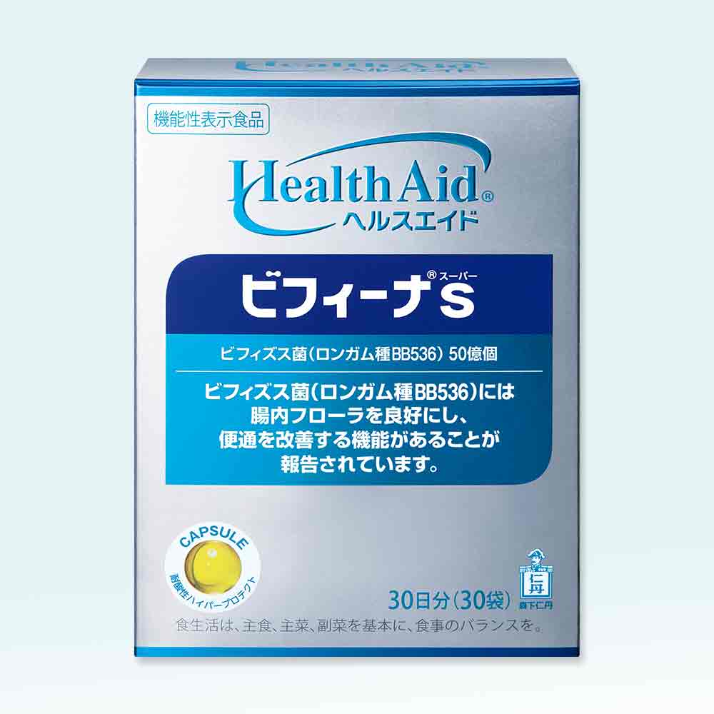 森下仁丹Health Aid Bifina S日本30日分30袋包裝,標示BB536雙歧桿菌50億個
