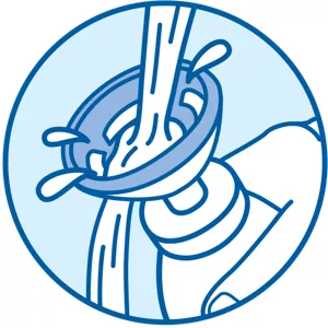 肉球泡泡壓頭在水流下清洗的官方示意圖