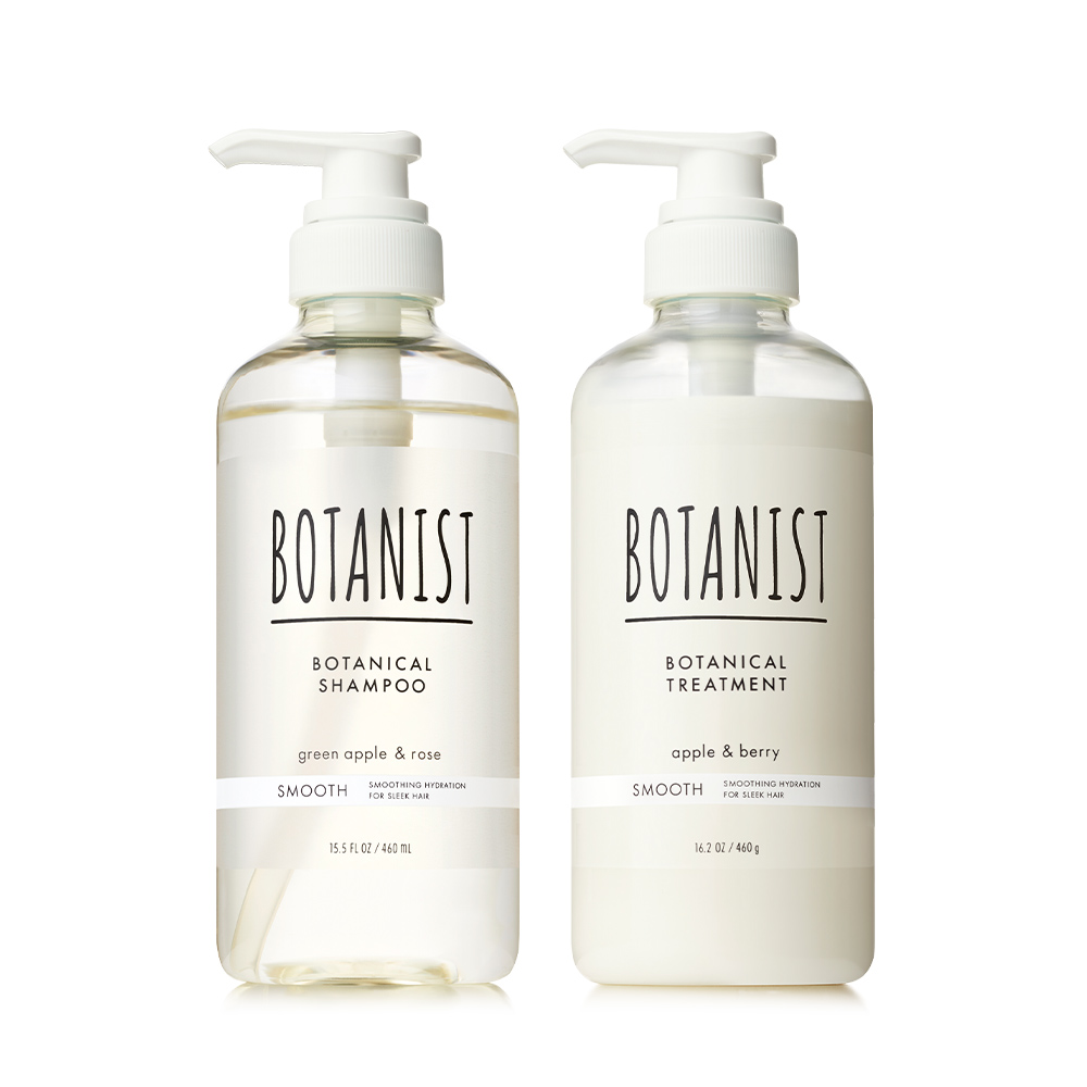 BOTANIST SMOOTH,左為460mL洗髮精,右為460g護髮乳