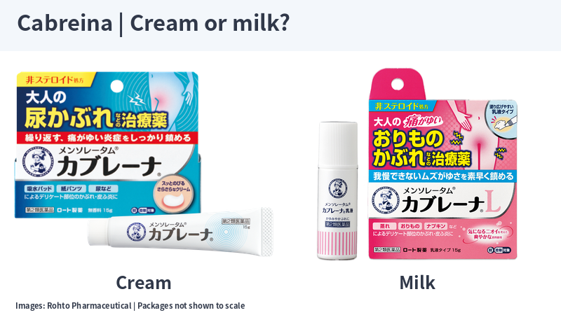 Official Mentholatum Cabreina cream and milk packages