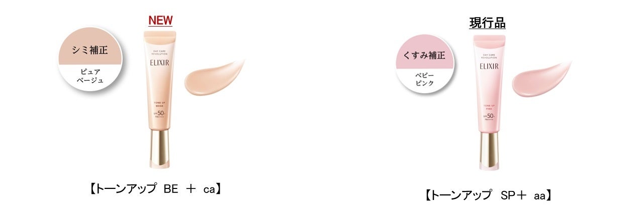 ELIXIR日本版Tone Up米色BE+ca與粉色SP+aa,兩款皆35g