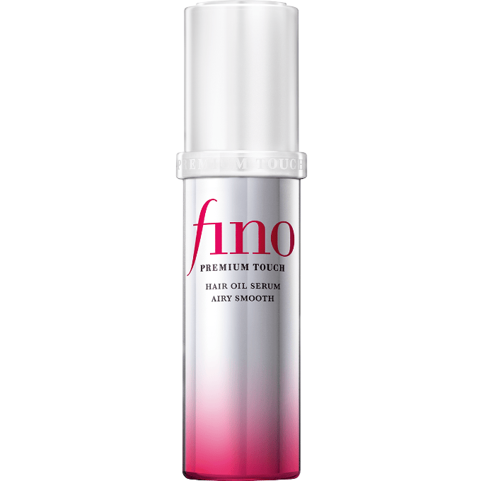 日本版 fino Airy Smooth 浸透美容液護髮油 70mL,銀白蓋與粉紅漸層瓶身完整包裝