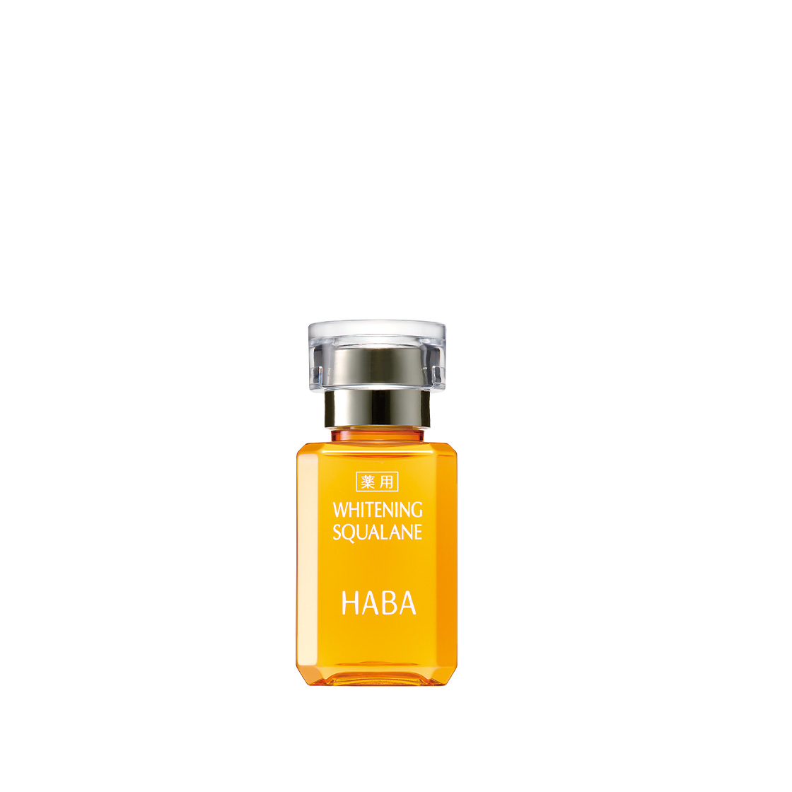 HABA藥用款琥珀色瓶,標示薬用與WHITENING SQUALANE