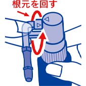 原廠圖示:手握瓶身,轉動噴嘴根部使噴嘴水平