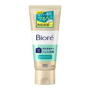 日本 Bioré おうちdeエステ 肌なめらかクリア 現行180g凝膠洗面乳,米色軟管與綠色標籤