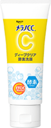 日本 Melano CC ディープクリア酵素洗顔的黃色白色軟管，正面標有酵素洗顔
