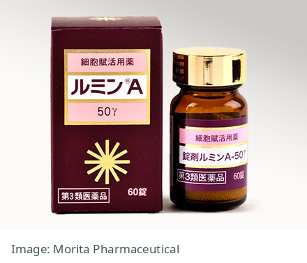 日本Lumin A-50γ 60錠完整外盒與藥瓶,森田藥品工業展示包裝