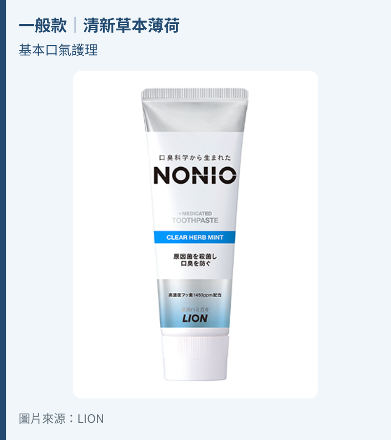 日本NONIO一般款|清新草本薄荷牙膏完整管身包裝