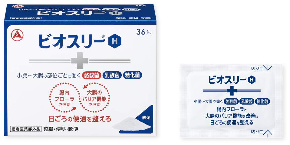 BIO-THREE H 散劑 36 包外盒與單包包裝