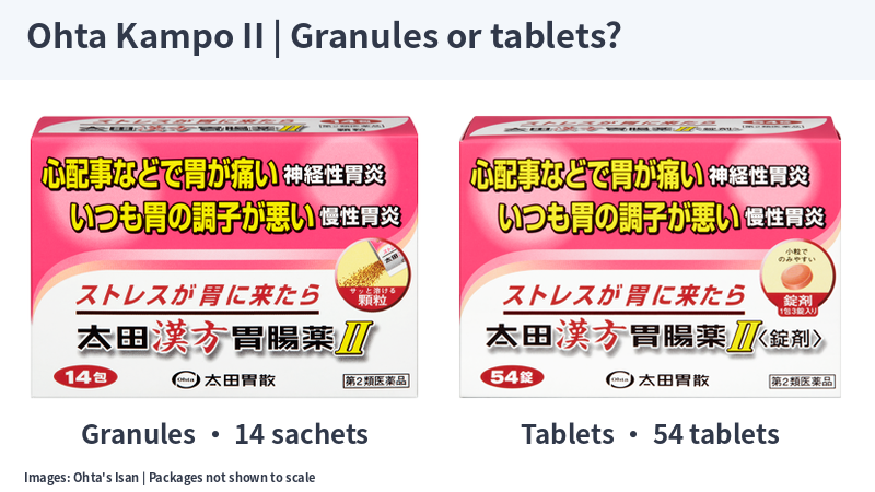 Official Japanese Ohta Kampo II granule and tablet packages