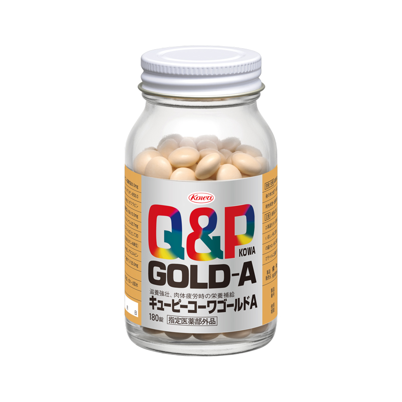 Q&P興和Gold A 180錠藥瓶,可見完整品名及藥錠