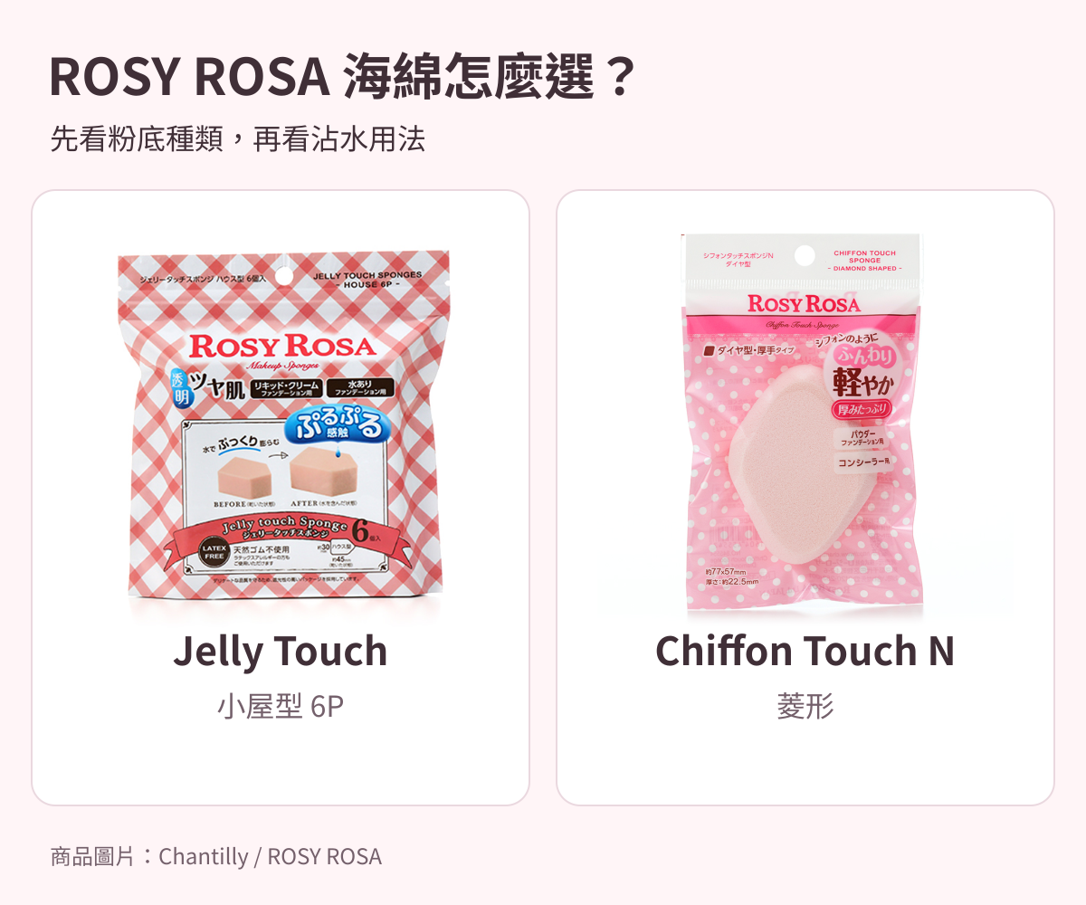 ROSY ROSA Jelly Touch 與 Chiffon 海綿比較 — 繁體中文