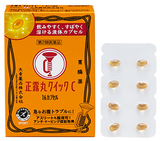 大幸藥品日本正露丸 Quick C 外盒與膠囊泡殼,16 膠囊