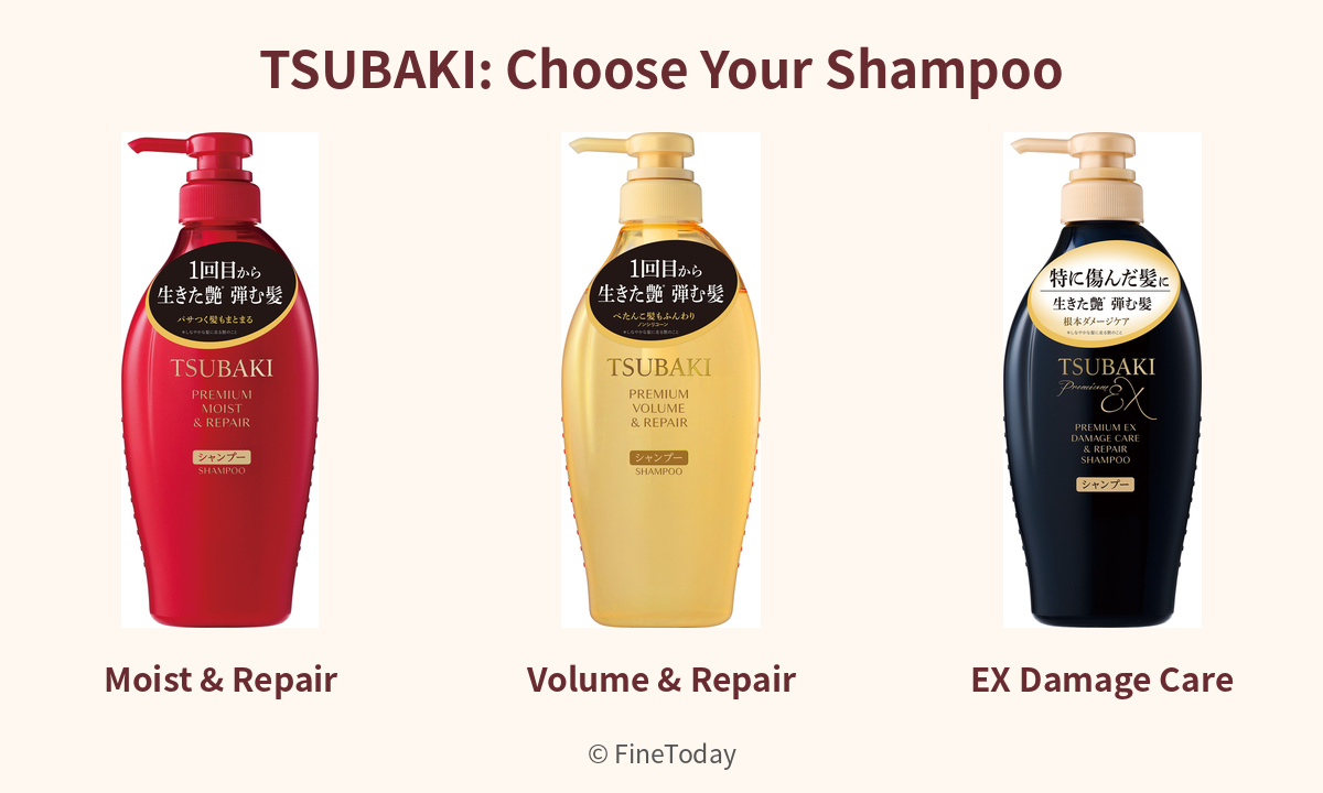 Comparison of three Japanese TSUBAKI shampoos