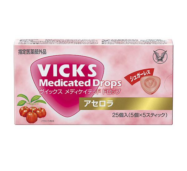 Vicks無糖Acerola Medicated Drops 25顆外盒