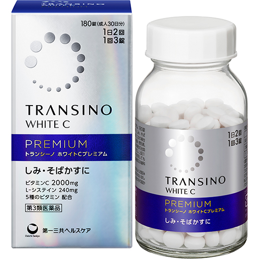 トランシーノ ホワイトCプレミアム, 180-tablet box and bottle